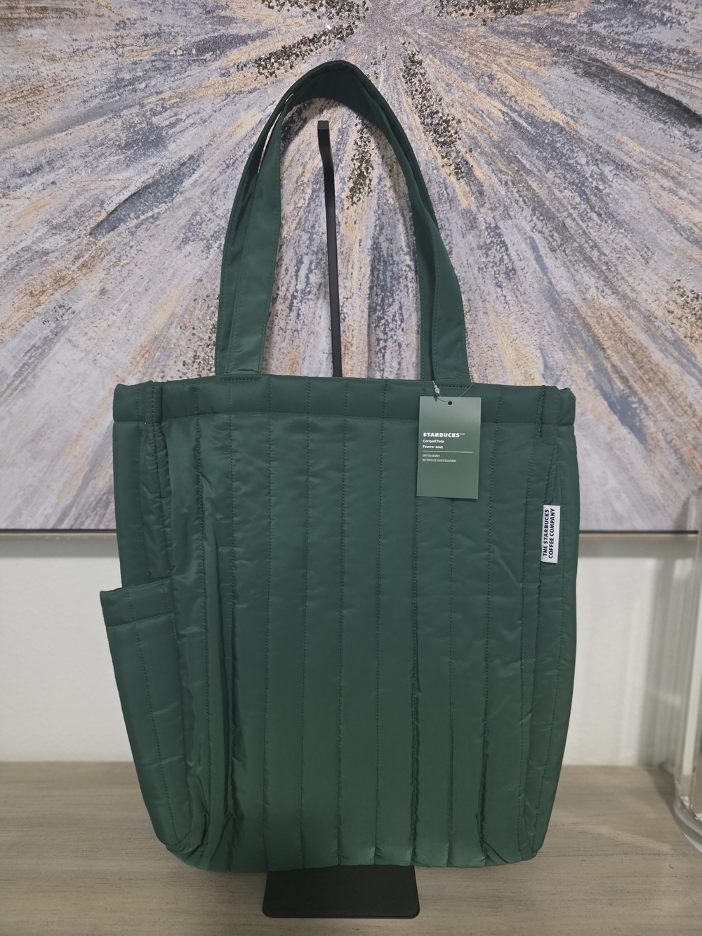 Starbucks Quilted Green Tote Bag NWT